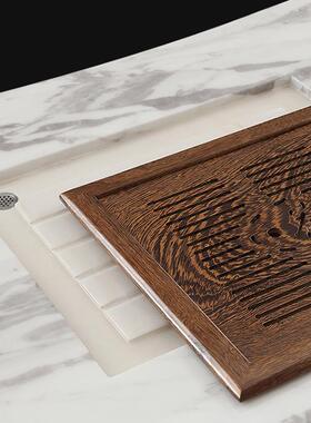 S588茶桌嵌式入空茶盘实木盖板内嵌大F76M75MH石玻璃茶理几中间镂