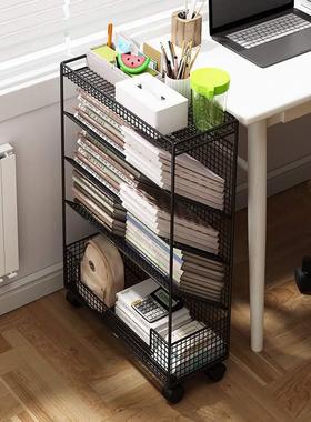 小架轮移可动带书桌面书本收纳置书物架落地桌边简易课桌WCW旁书