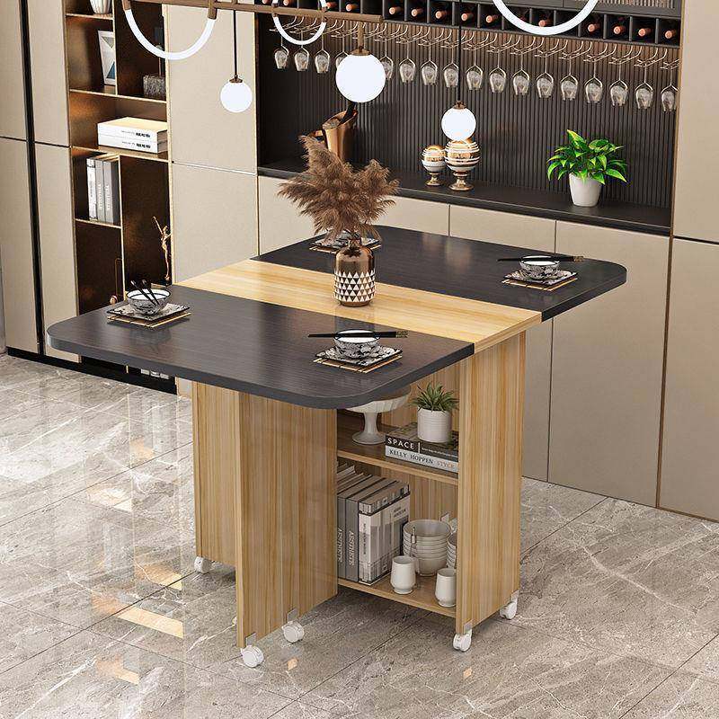 方形简易多功见详情能折叠餐桌家用小户型可动伸缩可带轮吃饭长小