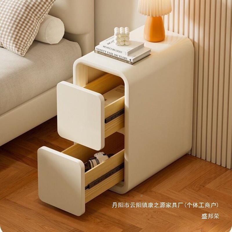 厂家小型窄现头代约小户窄ONA款风窄小轻奢床柜奶油免安装简边柜