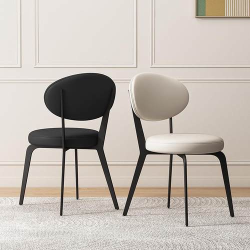 式极简餐意G15G16椅家用轻奢现代简奶约餐厅餐桌圆靠背凳子法式形