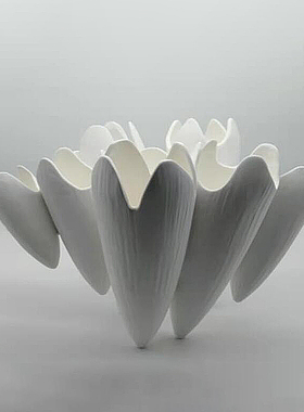 创意现代样板房售楼部手工陶瓷抽象雕塑花M瓶摆件博古架装饰工艺