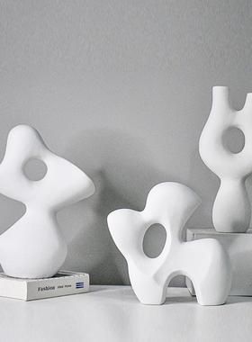 北欧ins白色创意陶瓷花店器摆件酒民宿厅样板间书FKT柜装台面展饰
