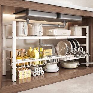 可锅伸缩厨房下水槽置物架橱柜锅内柜子分层收纳架多HS-01层放具