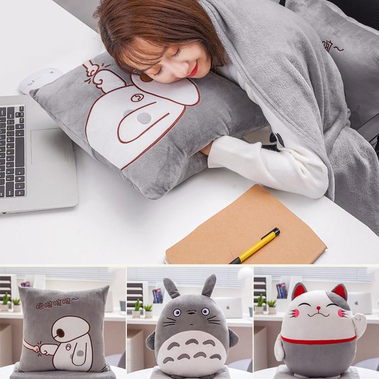 一枕抱枕被子两用靠折叠毯汽车内靠垫枕头二68101806合室空调办公