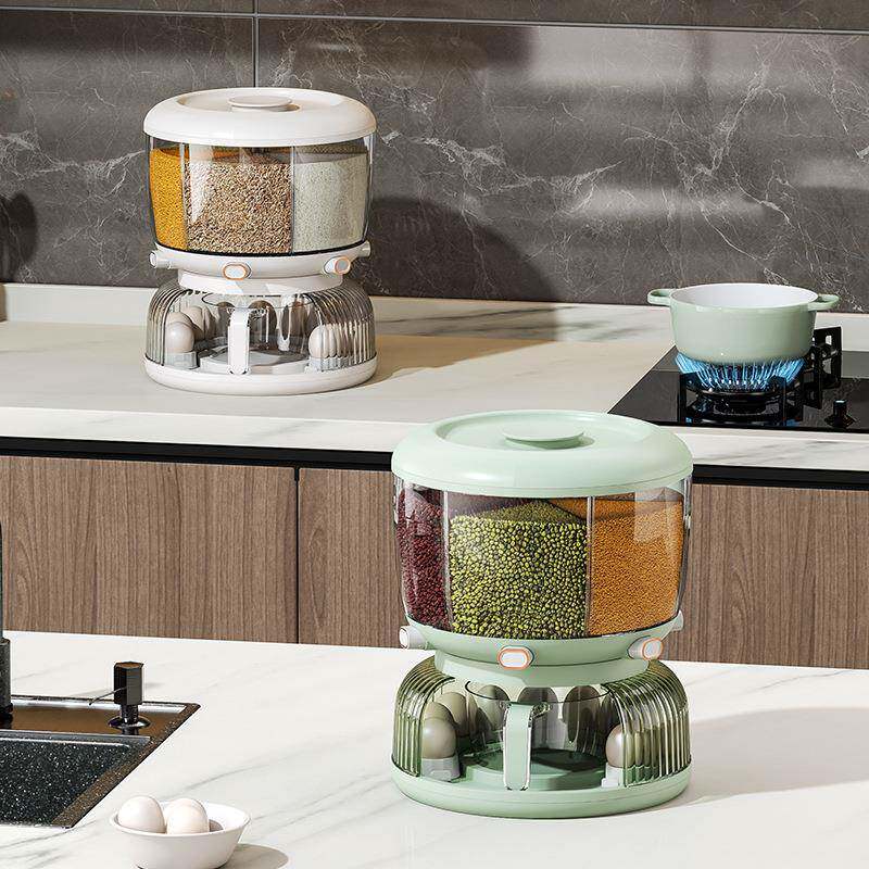 收五谷杂粮收纳旋转分格TOS米桶双层盒鸡蛋纳盒容家用密封大量杂
