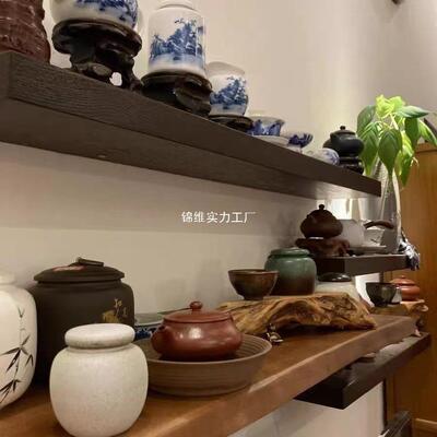 一字鞋隔板置物实木无痕书墙99900架壁架原木层板背景墙艺架术包