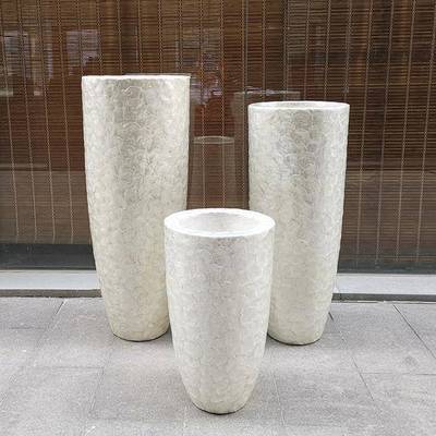 厂家供应花玻璃钢落地花瓶贴白贝盆婚庆家居会店大所开JY33004业