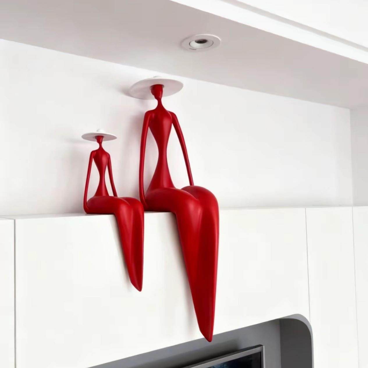 现代风意式人坐姿艺摆件客厅物入户玄关术柜0124高级感电视子柜装