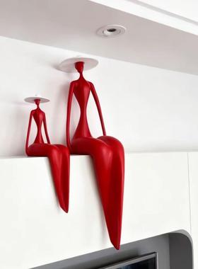 现代风意式人坐姿艺摆件客厅物入户玄关术柜0124高级感电视子柜装