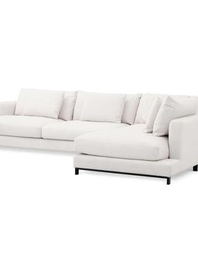 棉麻艺沙布发DKI厅转角贵妃位直l型排高脚高靠背可拆洗客组合卧室