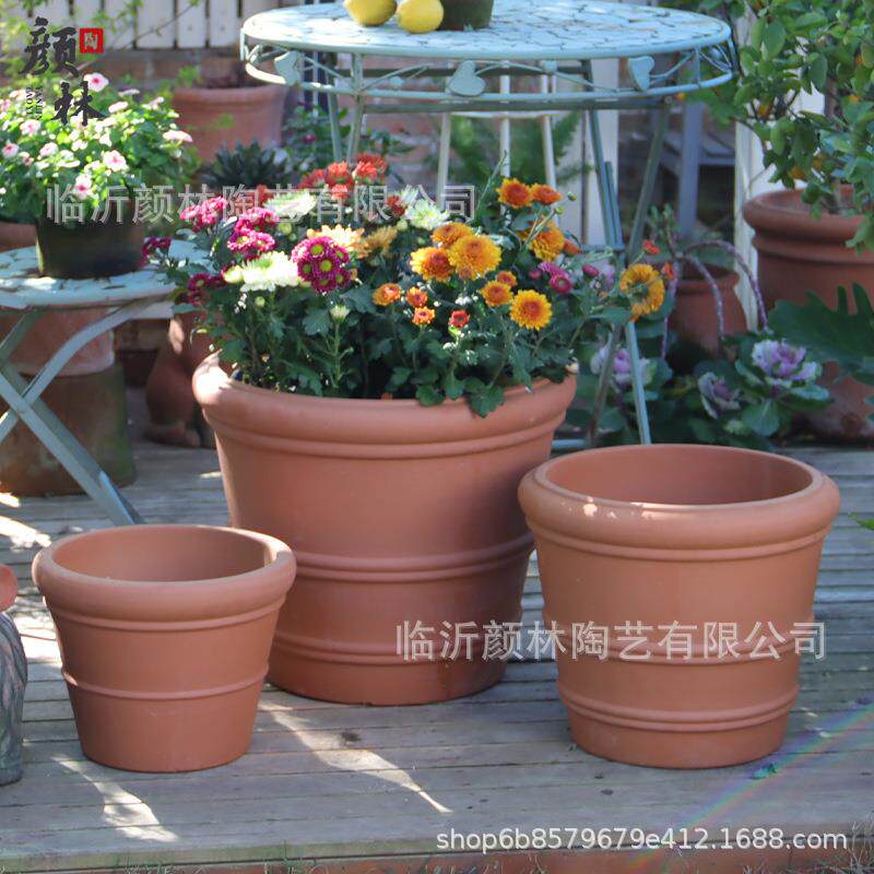 无简约红陶花大号盆花加厚室外盆超大口径花盆MWE釉粗陶透气种植