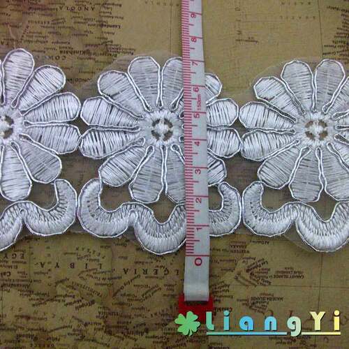 溶蕾丝花边车骨致刺绣条码银色精银线线LC085花边DI水Y花边骨辅料