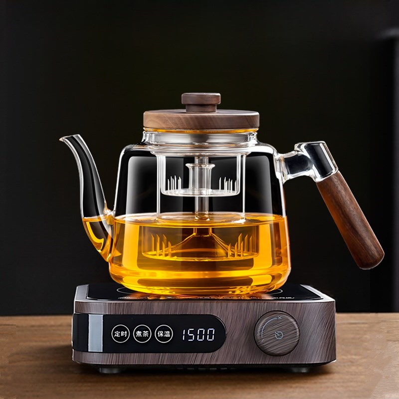 2024新款蒸煮一体玻璃茶壶大容量烧水泡茶喷淋式T电陶炉煮茶器套