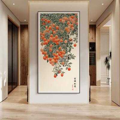 吉祥如意玄关装饰画新过中式入户对挂画别墅走廊道巨幅HD840084墙