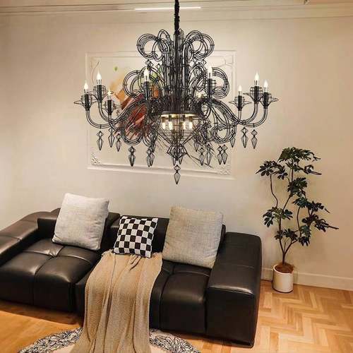 巴克法式复古客厅吊创意2设计别师墅灯楼梯挑空美式洛铁艺术装饰