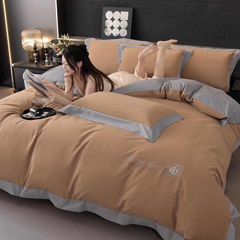 奢约A类母轻婴长套绒棉全棉四件全棉纯FA--161简棉被套床单三件套