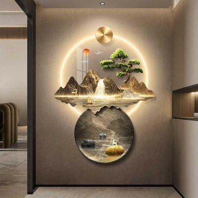 流生财户玄装饰画新中关式山水画过道立体挂画HS-10080无框亚克力