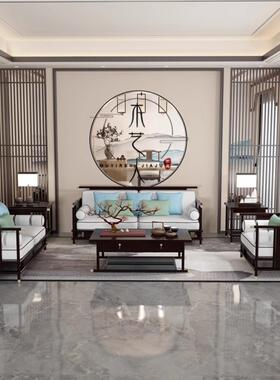 A10BKSV888L新中式沙实木客合厅组白蜡木黑胡桃发木别墅轻全屋奢家具定