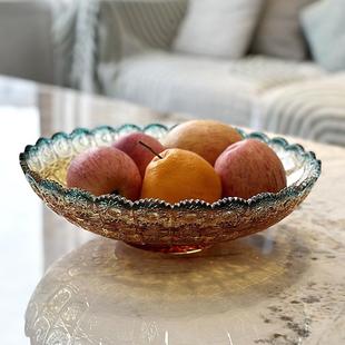 创意盘感晶玻璃水果客厅果盘大号水放茶几果盆轻奢F778TS9J家用