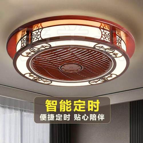 新中式吸顶具风扇灯实木客6书风厅餐厅仿古灯卧室房中国风一体扇