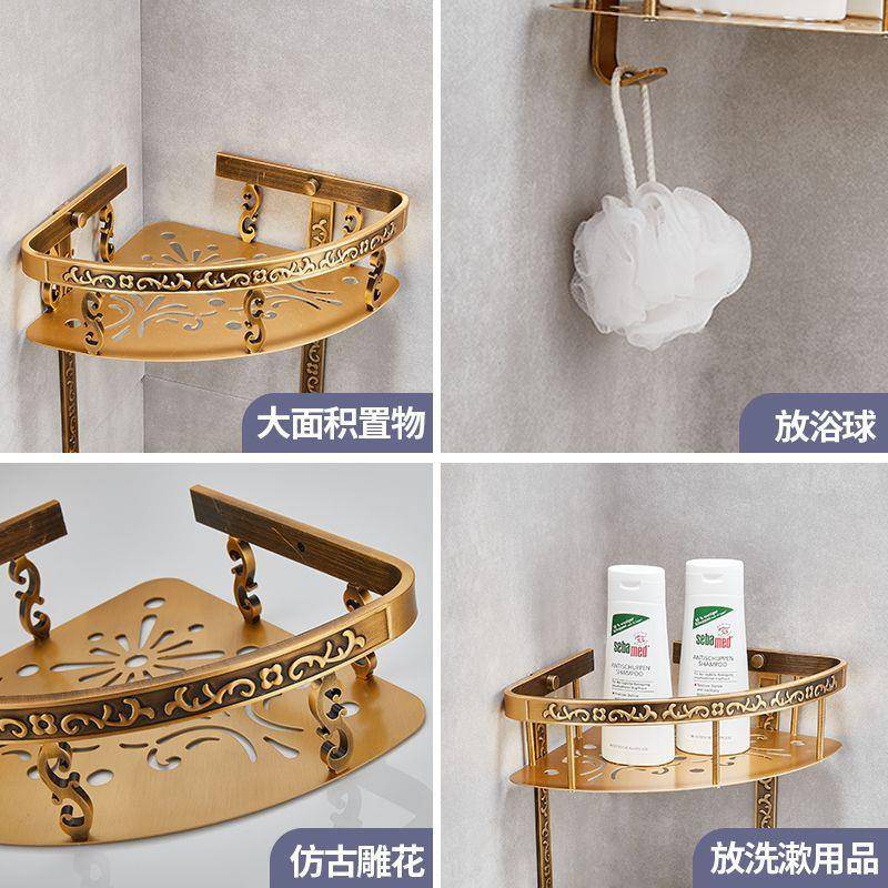 双A-111免打孔款浴室篮三角置物架层厕所卫生间转收角墙上纳架工