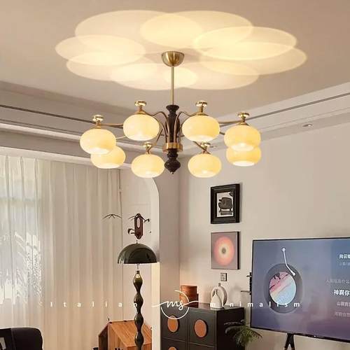 客灯432吊灯大主灯现代简中古餐厅卧室厅轻法约式创意柿子中厅山