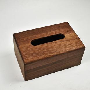 现货黑胡创桃实木用餐厅客厅纸巾盒新家中式商抽用意木质纸盒收纳