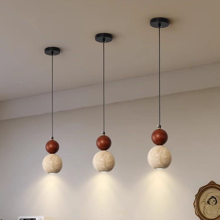 跨境床头吊灯简约性吧台卧室吊灯小球餐厅卧室黄洞石圆LEDMD-05-6