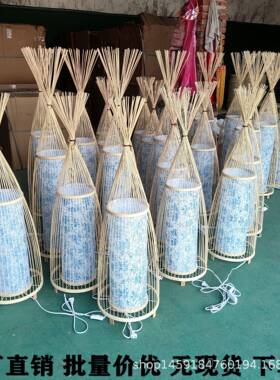 民宿餐厅酒店竹编落地灯客厅茶室床头卧室竹艺台灯灯饰LED