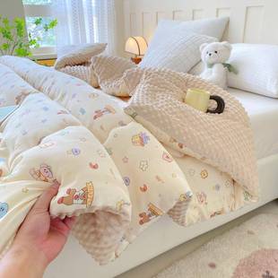 A类全棉双层纱卡豆豆子缇夫妮A宿舍单人被儿学生通童大豆春秋被芯