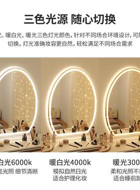 3295能YA1智ld化妆镜带灯女生室梳卧妆台e镜子家用壁挂式异形补光