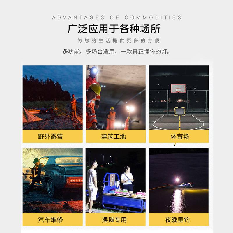 LED特亮充电地摊灯户外露营工地应急夜市防水摆摊夜灯照明不插电