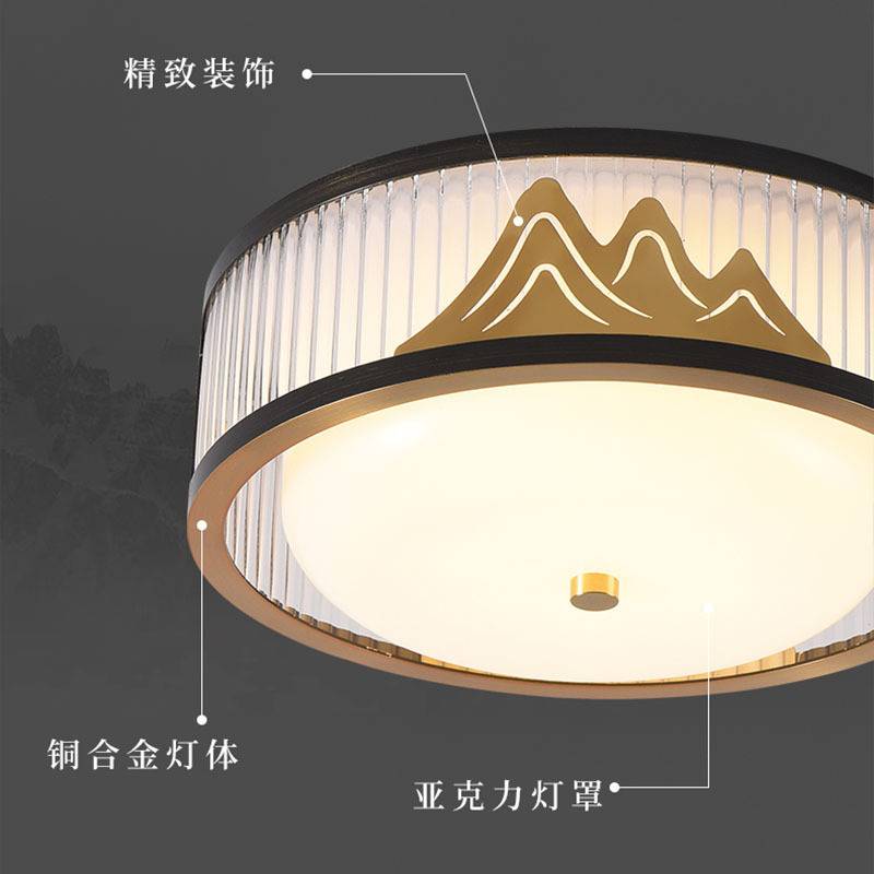 中式过道灯入户门厅小吸顶灯全铜楼梯灯中国风阳台衣帽间中山灯具