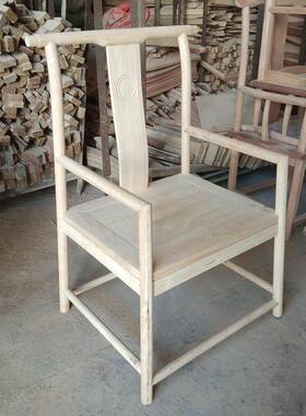 BKA新中休椅闲实式木官椅白胚茶桌椅组合白茬茶台椅主人椅子白帽