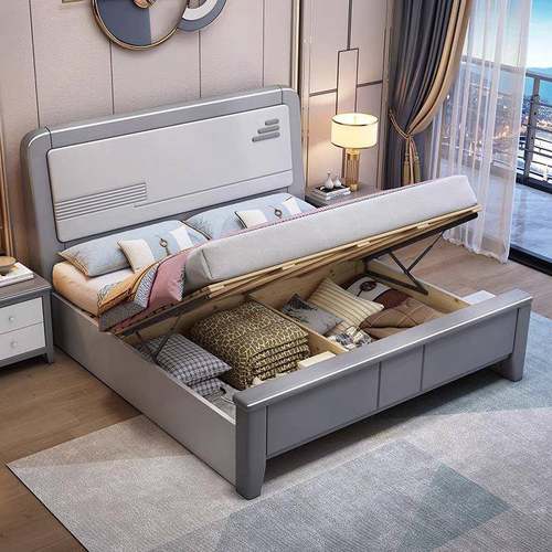 实木床2现代简约1.米1.35米1.5米单人床12608家米.压纹厂直销储物