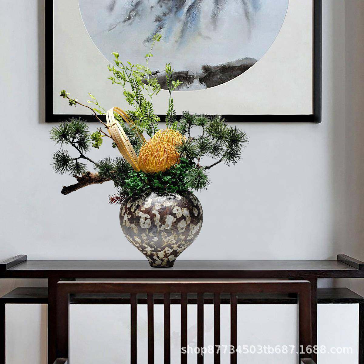 新中式日式真仿花盆景售楼酒店处客厅茶722几玄关艺造型装饰桌面,鲜花速递/花卉仿真/绿植园艺,仿真绿植,淘宝优惠券,粉丝福利购,淘宝优惠卷