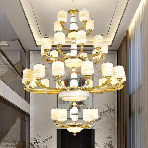 新中式复楼大吊灯客厅酒店6065大吊大厅堂双层式三层楼别墅大灯梯