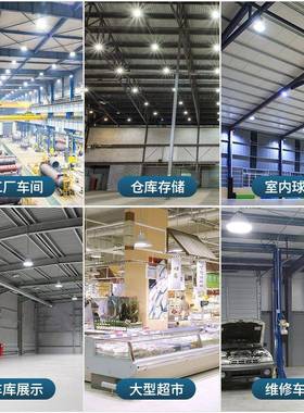 LED工d矿灯工厂仓库照灯车间100明w房FDH灯高亮le车库厂吊灯厂超