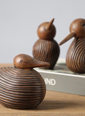 抽象琢木鸟鸳鸯动物树脂摆件工艺品创意家居N装饰 办公室桌面摆件