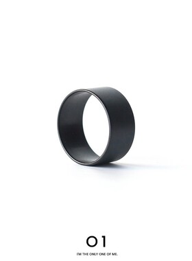 戒指男2021年新款潮不u掉色简约百搭黑色磨砂陶瓷宽面指环高级感