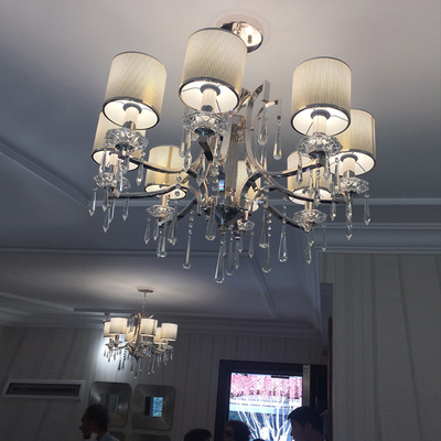 客厅吊灯现代简约卧室布艺t餐厅恒大水晶灯轻奢创意欧式样板房灯