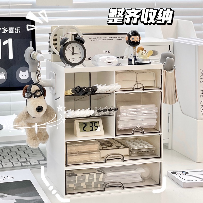 简约桌面可叠加多层抽屉式收纳盒学生文具书立分格笔Y筒盒置物架