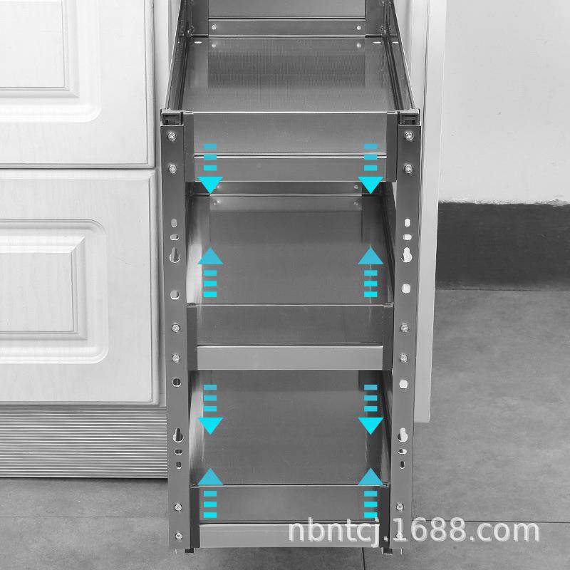 厨房橱柜拉篮架玻璃味窄柜调篮开抽屉式小尺寸91调料门置物收纳架