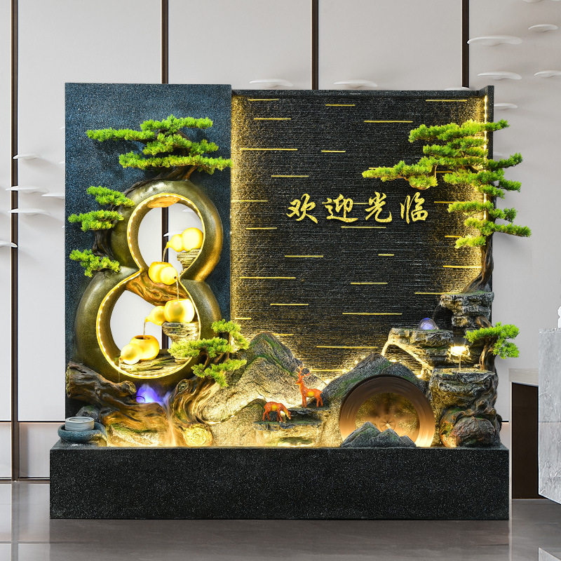 大假山流水喷泉花园庭院阳台鱼池循环水景装饰水幕墙屏风隔断摆件