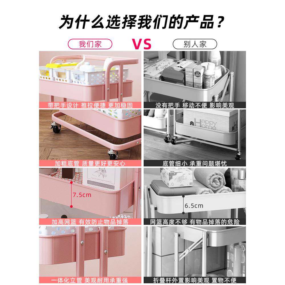 架免安装可折架叠置物厨房落地式多层家分用品层XY收纳子婴儿小推