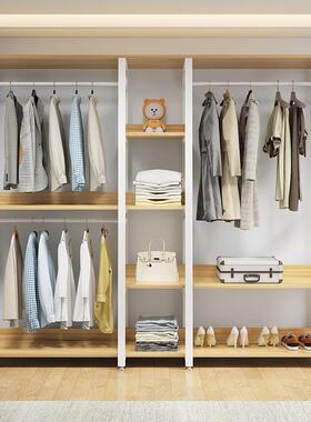 现代钢组合加固出房衣帽间大衣架易衣柜租家用卧木室PAY简简约布