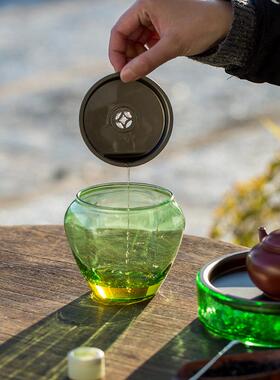 多彩玻璃洗建水承用茶HB-JS002茶渣缸日式过壶滤茶渣桶水盂水洗茶