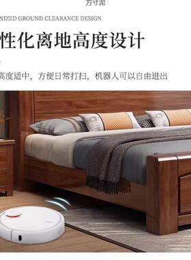 中式实木床1.米胡双人床8主卧加厚加粗1米5ODN桃色1.2米储物