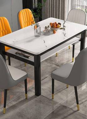 现小代钢化玻璃双层餐桌组家用QNA户合型吃饭桌子出租屋客椅餐厅